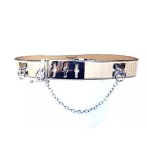 BCBG WAIST BELT TOGGLE SILVER CHAIN CROC